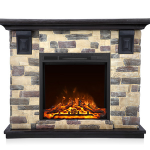 High Quality Indoor 3d Decorative Tv Stand Wall Recessed Polystone Stone Electric Fireplace