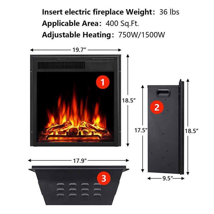 Artificial Flame Decoration Remote Control Heater Wooden Surround Firebox Electric Fireplace Mantel