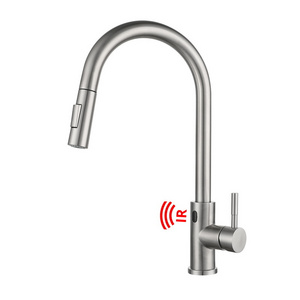 Sensor Kitchen Faucets Touchless Motion Activated Sensitive Water Tap Pull-down Sink Faucet Stainless Steel Brushed Silver