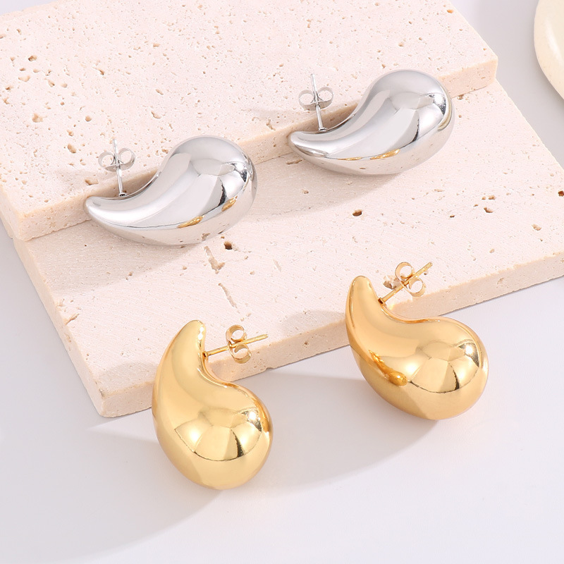 Teardrop shaped earrings, stainless steel plated 18k gold jewelry earrings Simplicity fashion Trendy new styles Droplet earrings