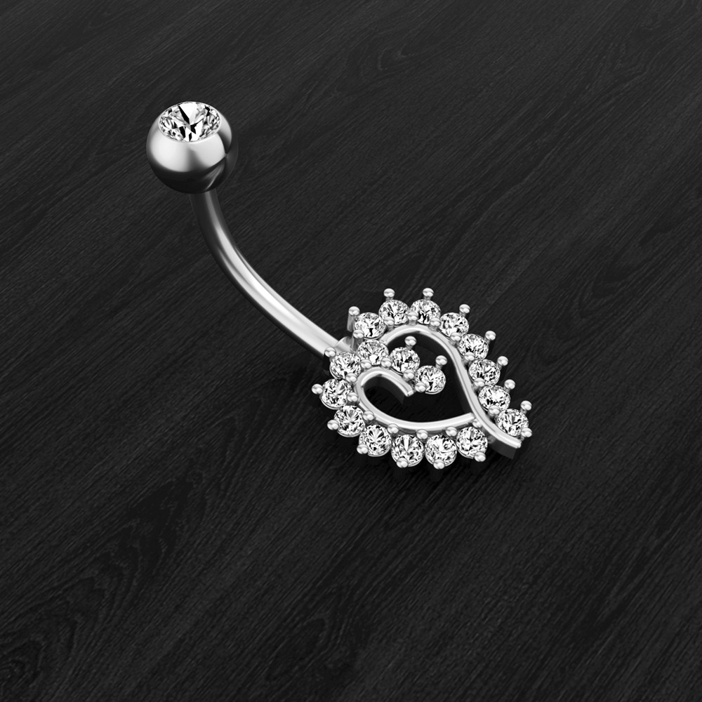 New Zircon Fashion Surgical Stainless Steel Navel Piercing Flower Pendant Belly Button Rings Belly Piercing Body Jewelry