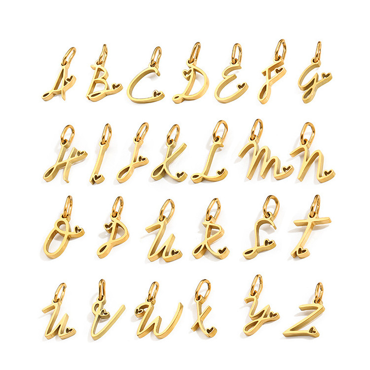 Classic 26 English Alphabet Pendant Stainless steel plated 18k gold letter pendant for jewelry making