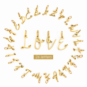 Classic 26 English Alphabet Pendant Stainless steel plated 18k gold letter pendant for jewelry making