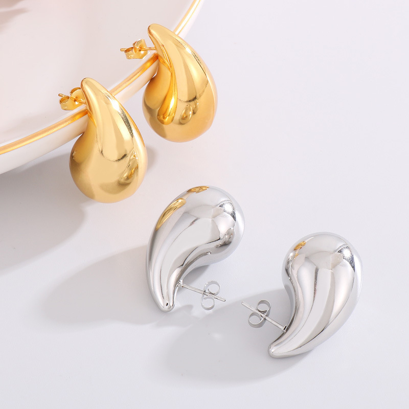 Teardrop shaped earrings, stainless steel plated 18k gold jewelry earrings Simplicity fashion Trendy new styles Droplet earrings