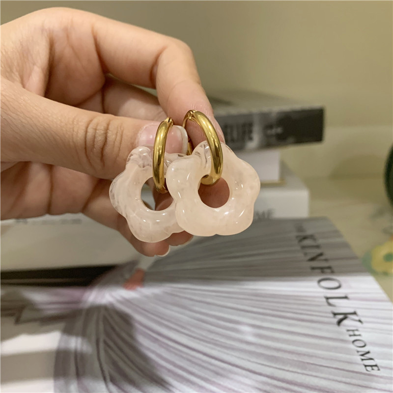 Hoop Earrings Acetate Acrylic Flower Hoops stainless Steel Fashion Korean 2022 New for Women Flower Statement Earring Earrings