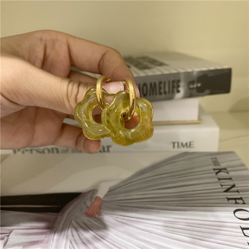 Hoop Earrings Acetate Acrylic Flower Hoops stainless Steel Fashion Korean 2022 New for Women Flower Statement Earring Earrings