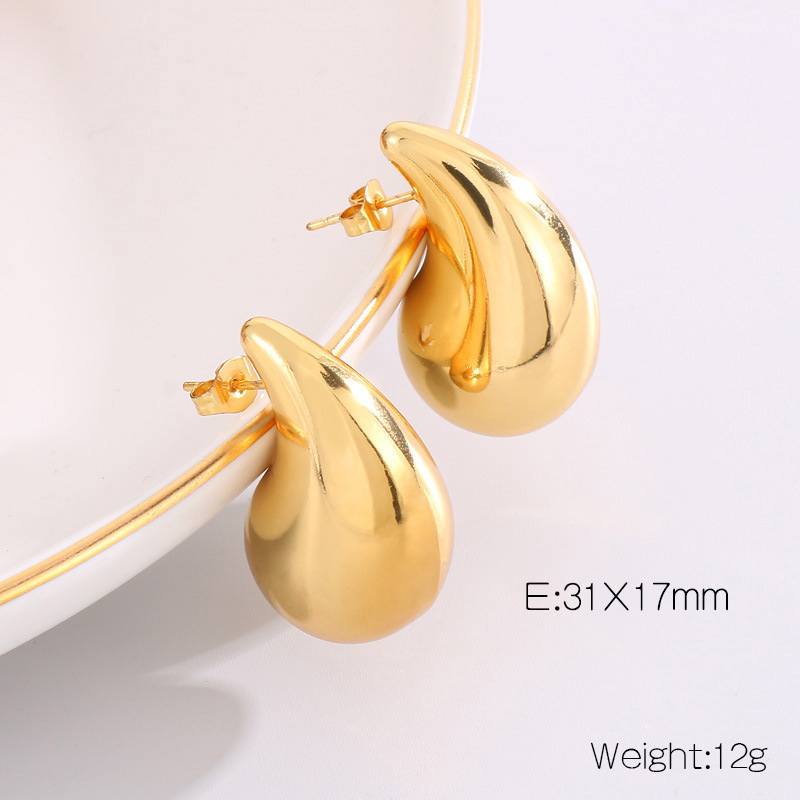 Teardrop shaped earrings, stainless steel plated 18k gold jewelry earrings Simplicity fashion Trendy new styles Droplet earrings