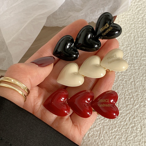 2024 New Fashion Hair Accessories Hair Clips French Vintage Red Heart Duck Bill Clips Korean Cute Hair Pin For Women Girl