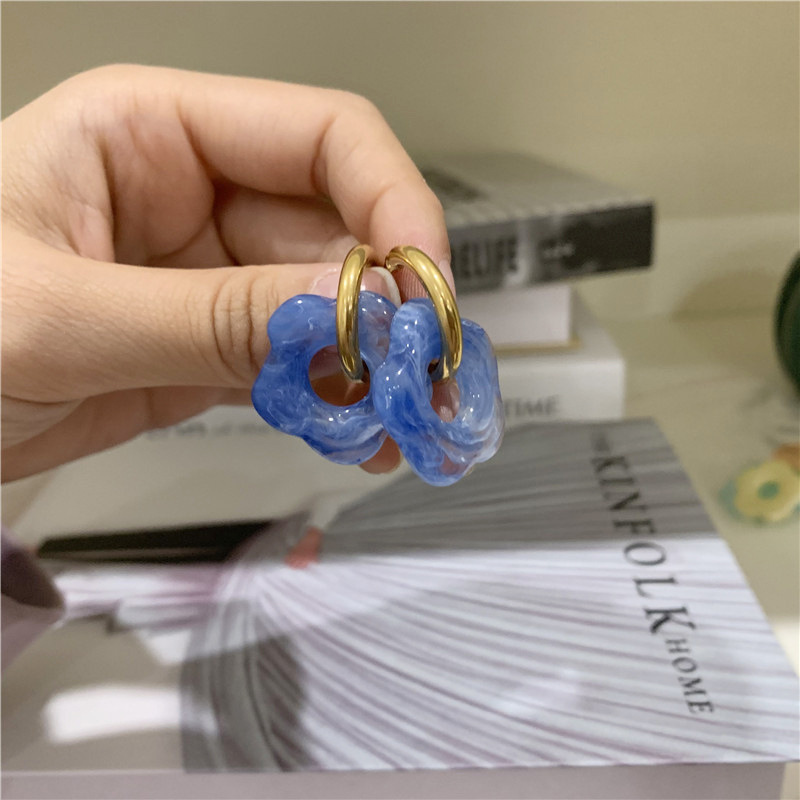 Hoop Earrings Acetate Acrylic Flower Hoops stainless Steel Fashion Korean 2022 New for Women Flower Statement Earring Earrings