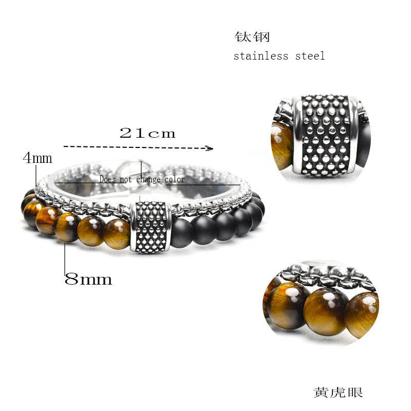 New Fashion Design Handmade Jewellery  Natural Map Lava Stone Beads  Bracelet Men Stainless Steel Bracelet For Men men custom br