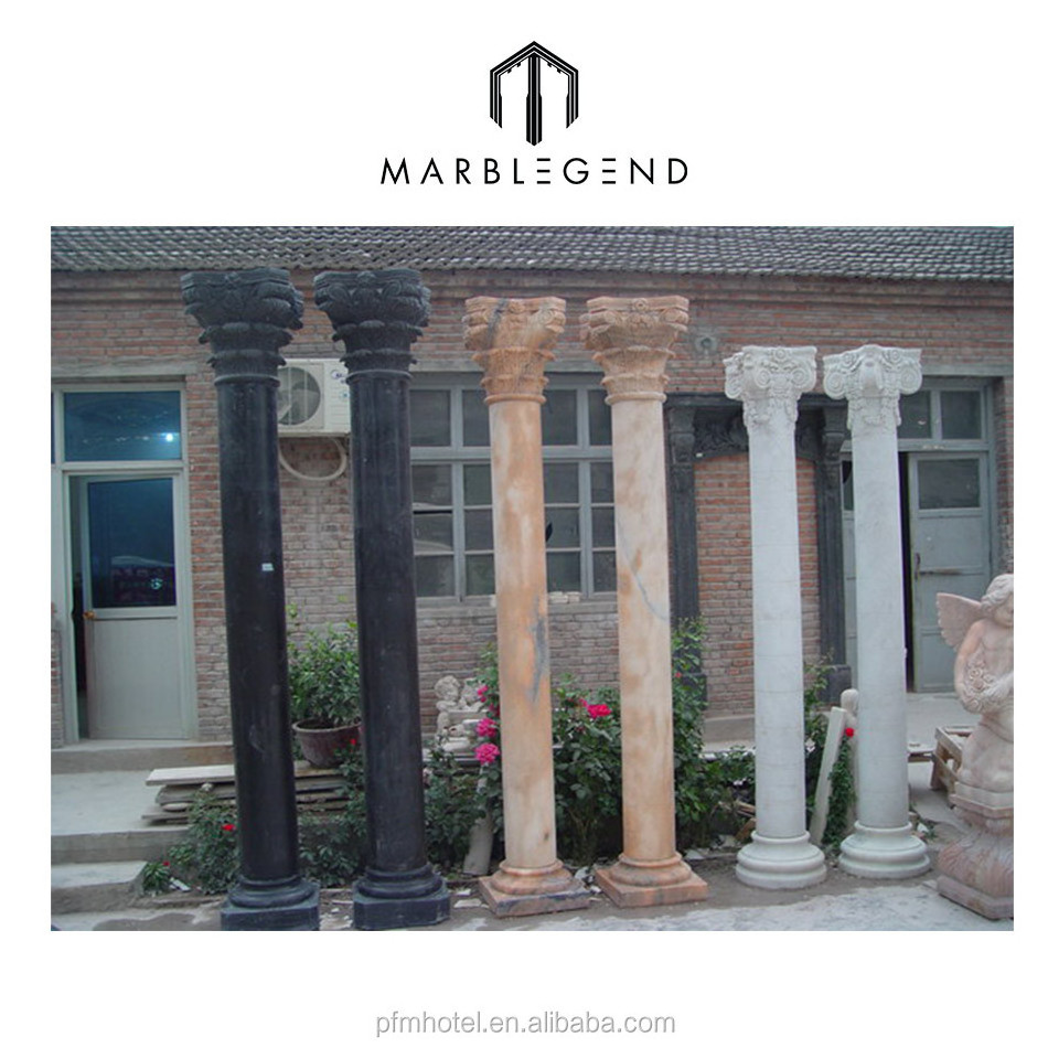 European style Outdoor natural stone column roman round pillar design for sale