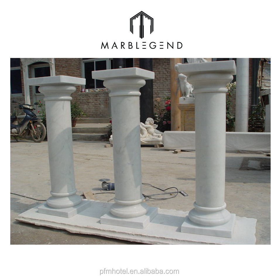 European style Outdoor natural stone column roman round pillar design for sale