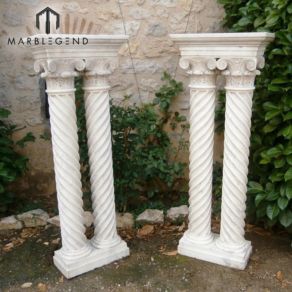 Customized natural stone marble rope twist column