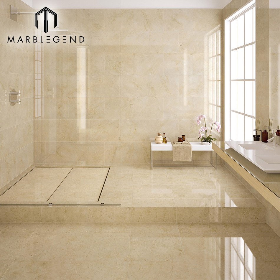 Factory price top grade beige crema marfil spain marble slab 24 x 24 wall tiles hot-sale