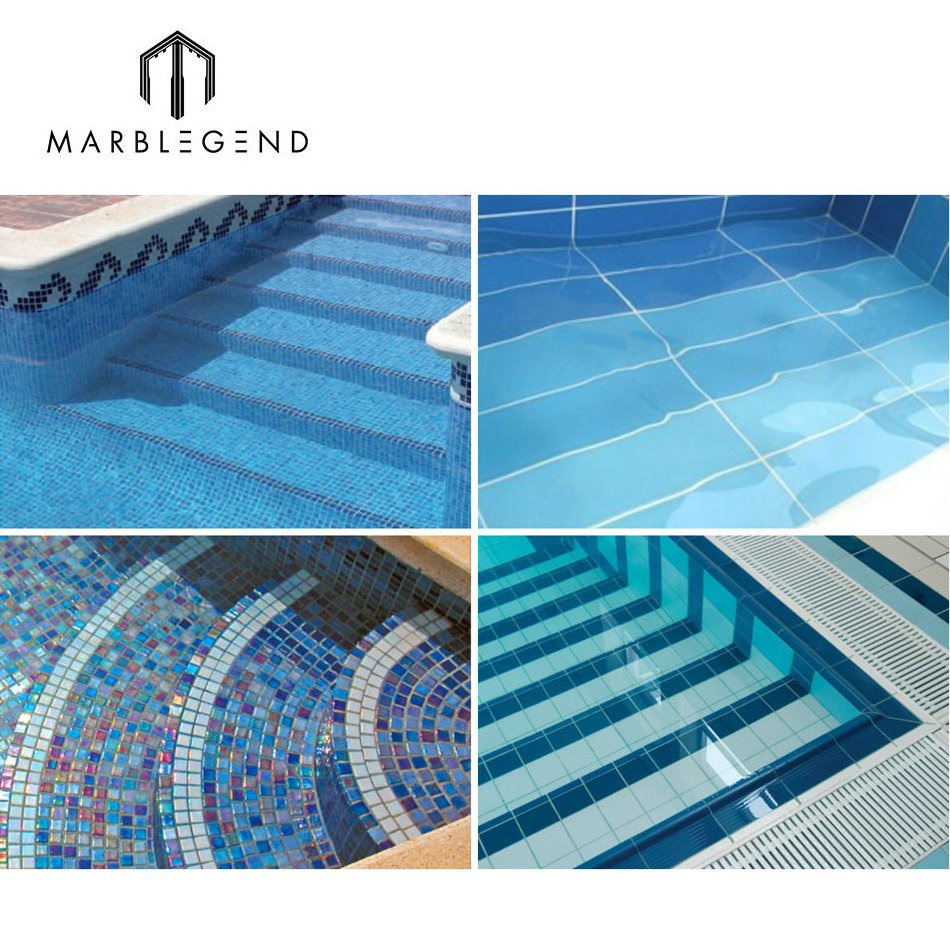 New Design Wall Floor Blue Art Glass Mosaic Tiles For  bathroom Swimming Pool tiles