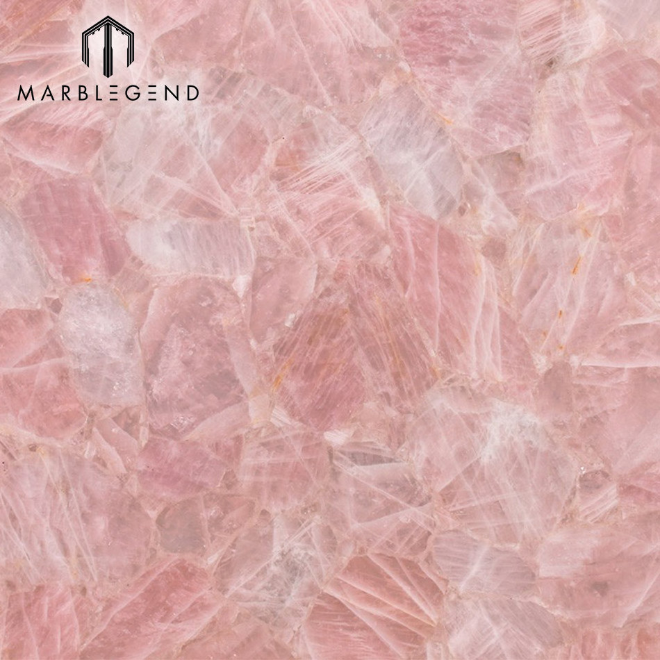 Natural gemstone countertop rose crystal quartz slabs