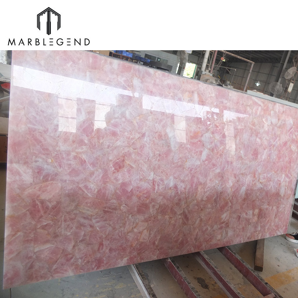 Natural gemstone countertop rose crystal quartz slabs