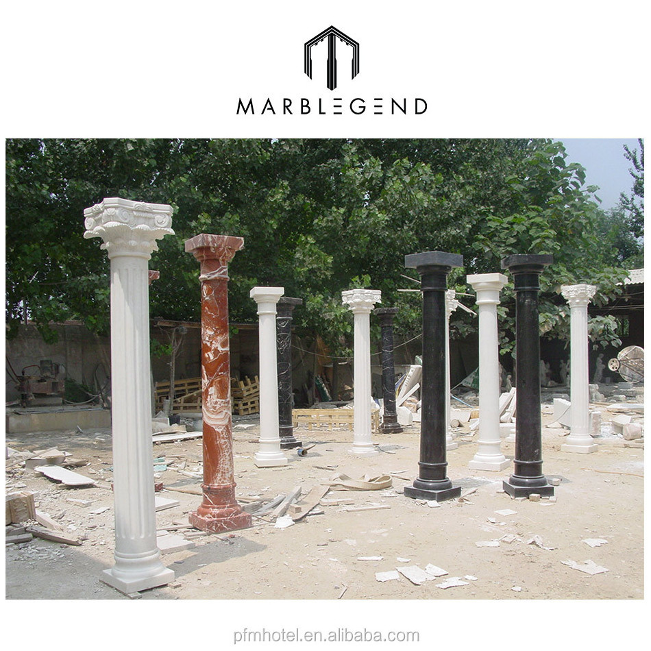 European style Outdoor natural stone column roman round pillar design for sale