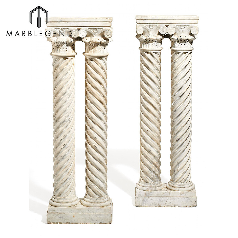 Customized natural stone marble rope twist column