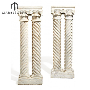 Customized natural stone marble rope twist column