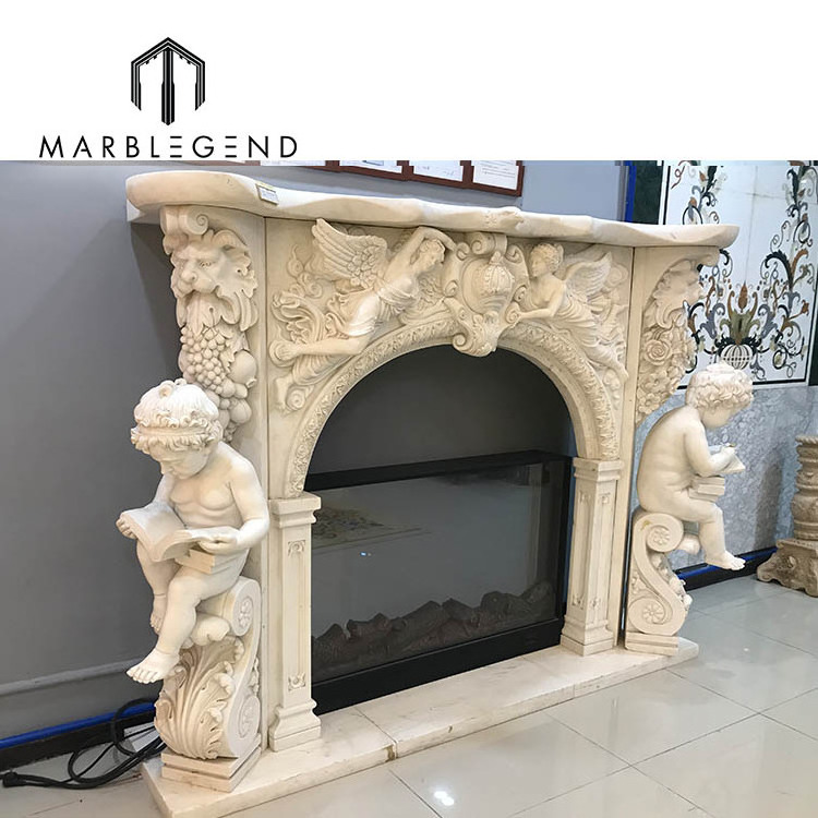 Impressive italian marble fireplace surround angel fireplace carved cherub marble fireplace mantels