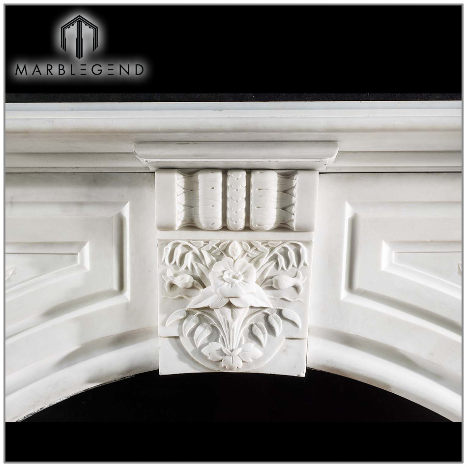 prefab hand carved Victorian arched antique marble fireplace surround