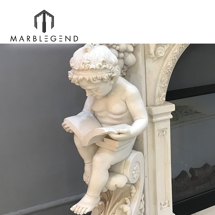 Impressive italian marble fireplace surround angel fireplace carved cherub marble fireplace mantels