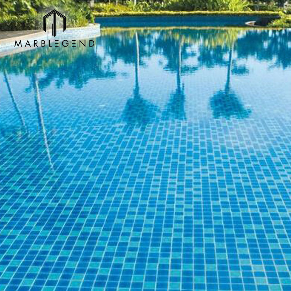 New Design Wall Floor Blue Art Glass Mosaic Tiles For  bathroom Swimming Pool tiles