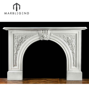 prefab hand carved Victorian arched antique marble fireplace surround