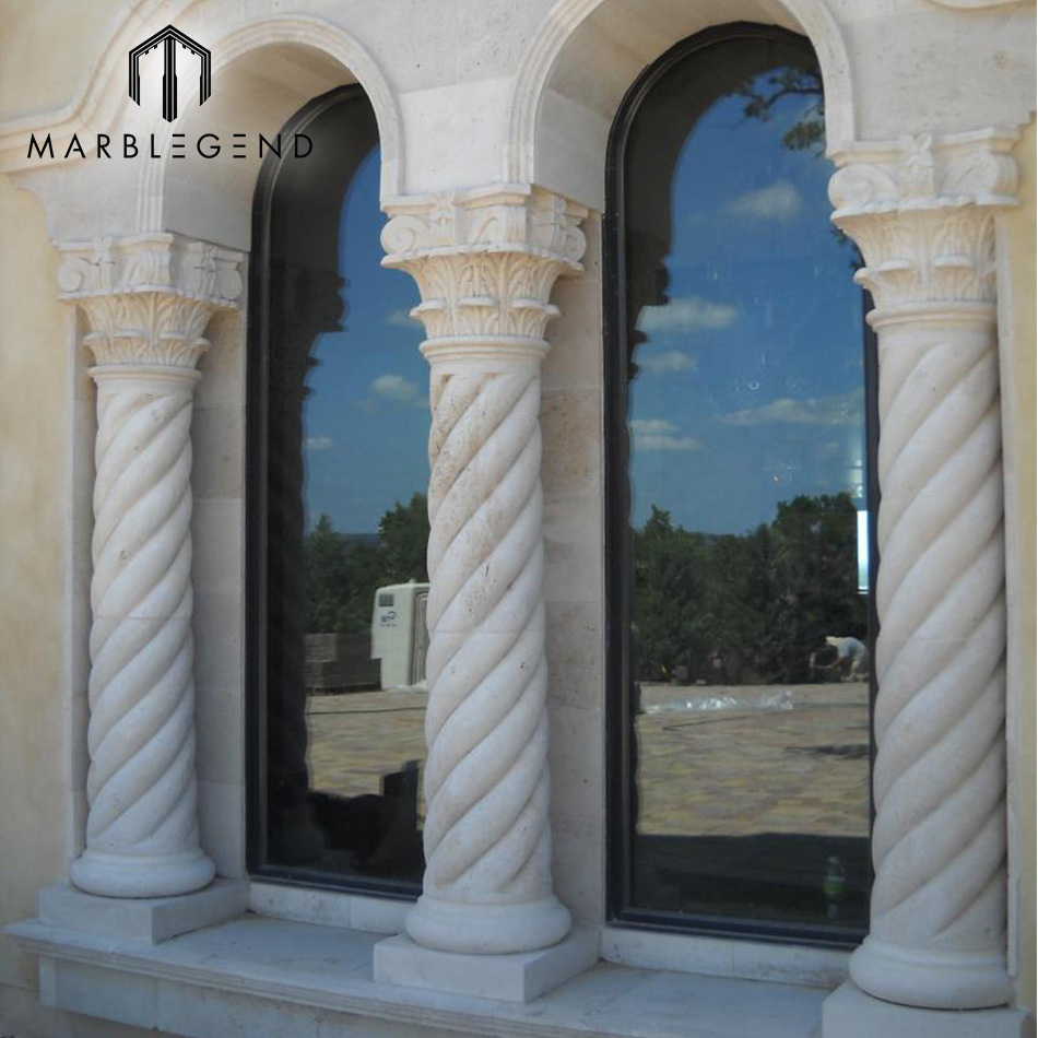 Customized natural stone marble rope twist column