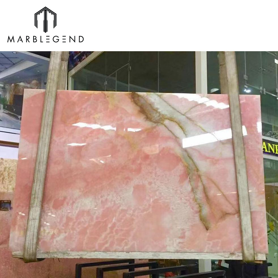 PFM Backlit wall panels Translucent pink onyx marble slab price