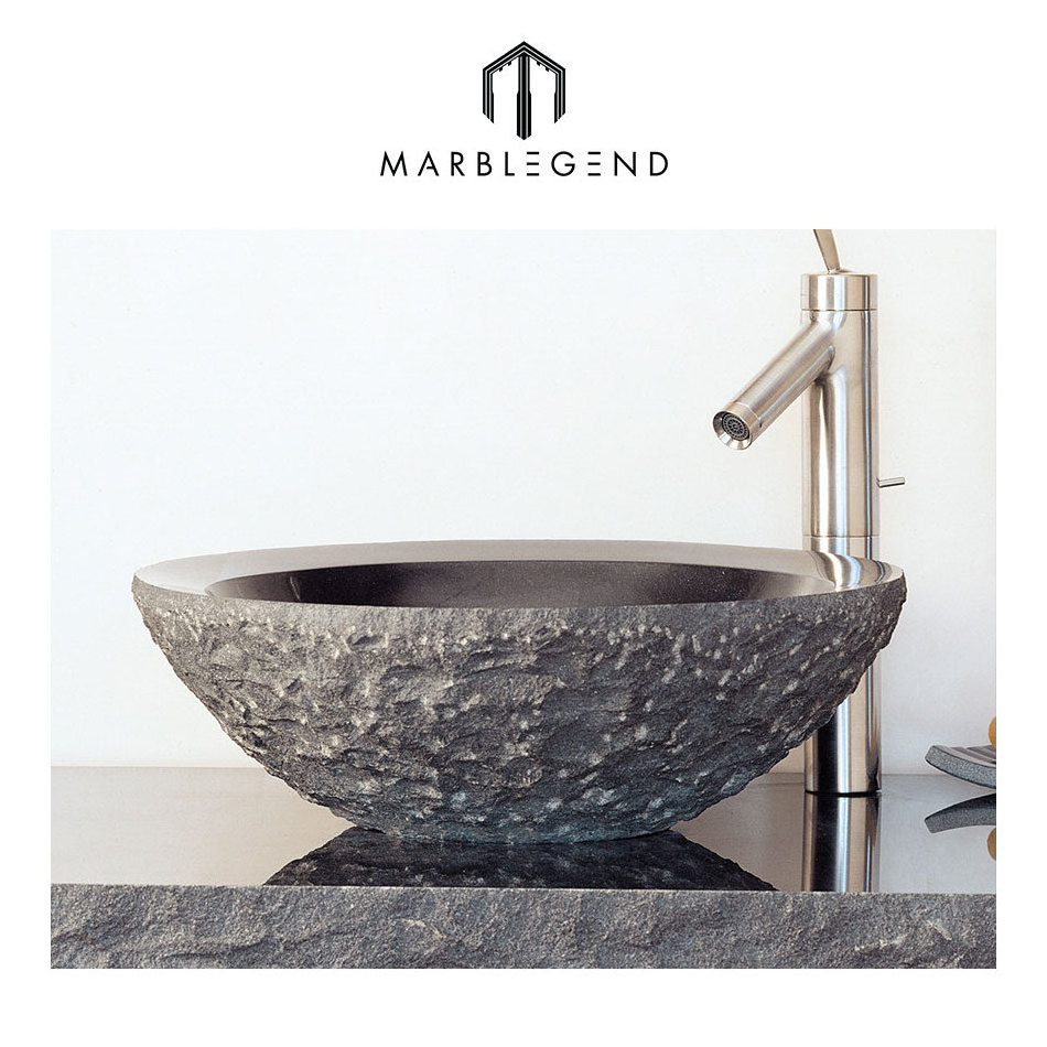 Hot sale bathroom washbasin natural stone black granite vessel sink