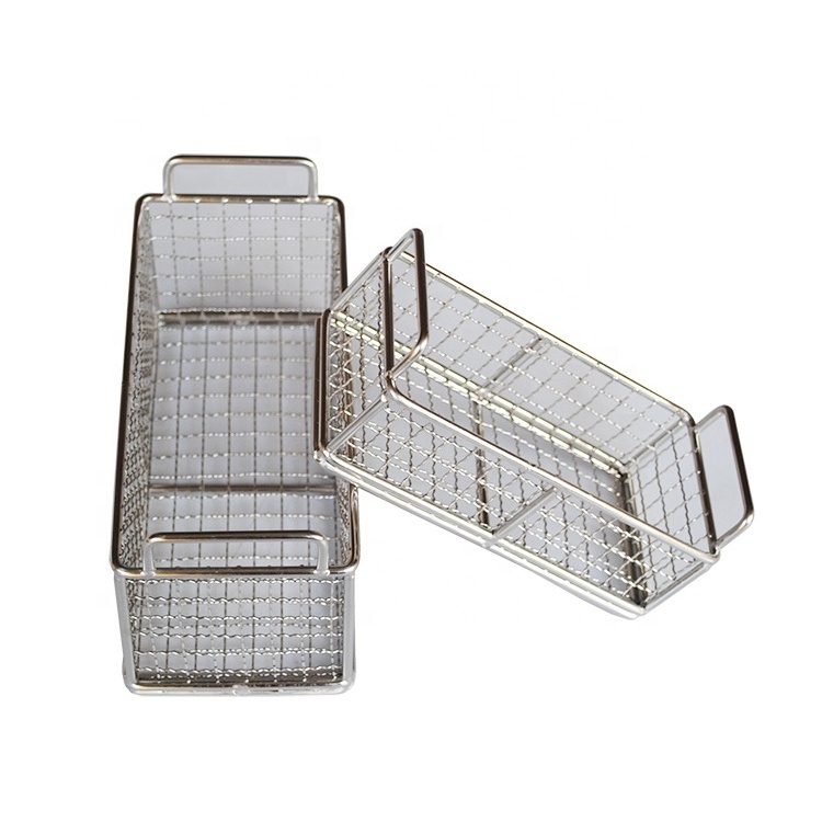 Customized Multi-Purpose Basket Wire Storage Basket Silver Stainless Steel Mesh Basket with Handles