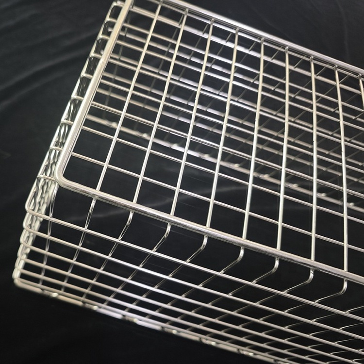 Customized Stainless Steel 304 Wire Mesh Basket Manufacturers Cleaning Basket Metal Sterilization Basket with Handle