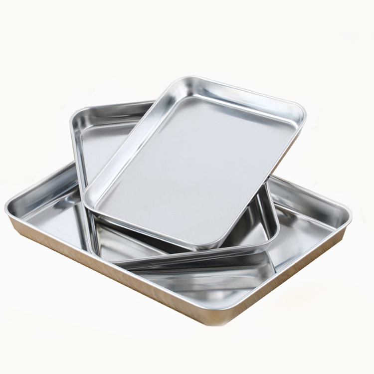 Manufacturer 304 stainless steel baking serving oven tray customized food grade perforated metal bakeware pan aluminum tray