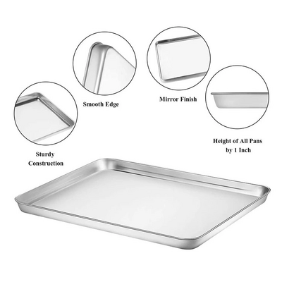 Manufacturer 304 stainless steel baking serving oven tray customized food grade perforated metal bakeware pan aluminum tray