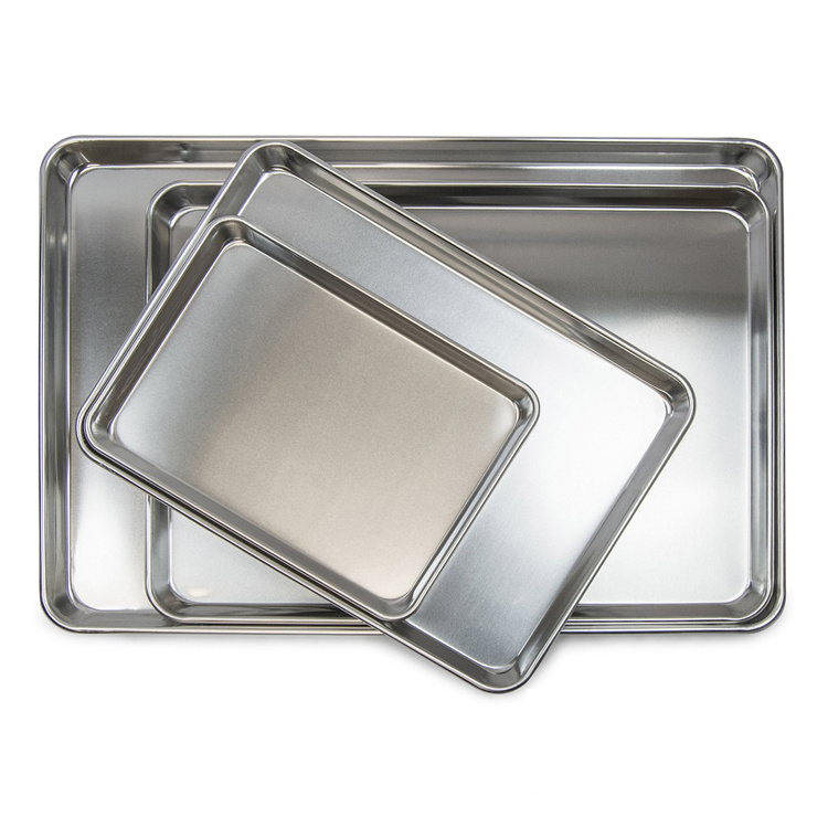 Manufacturer 304 stainless steel baking serving oven tray customized food grade perforated metal bakeware pan aluminum tray