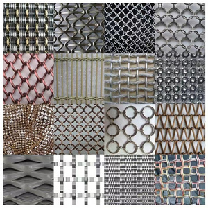 Popular beautiful decorative wire mesh stainless steel woven chain link ring wire mesh aluminum alloy screen for curtain wall