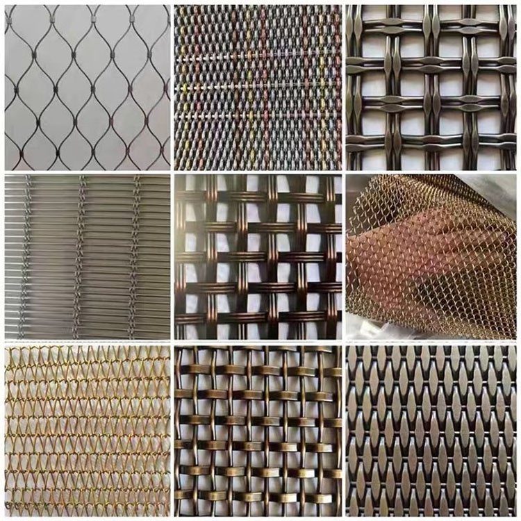 Popular beautiful decorative wire mesh stainless steel woven chain link ring wire mesh aluminum alloy screen for curtain wall