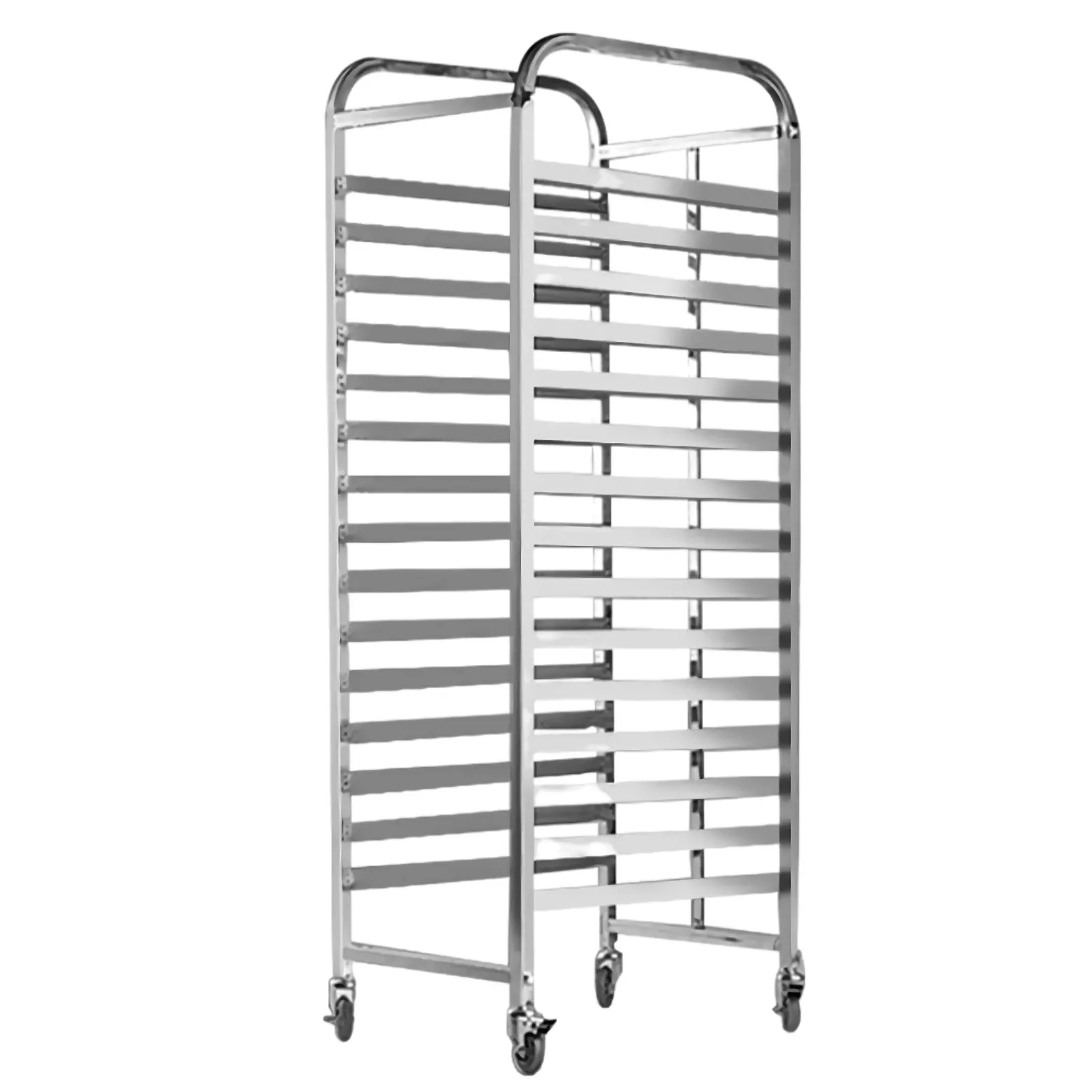 Customized size stainless steel hand carts baking trolley with four wheels used with baking trays