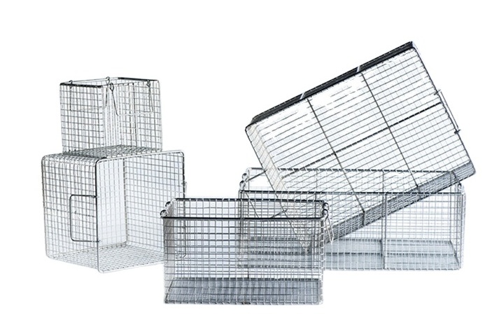 Stainless steel 304/316 wire mesh sterilization baskets with lid Equipment parts storage disinfection basket