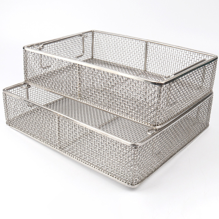 Manufacturers Custom Stainless Steel Metal Wire Mesh Cleaning Basket Sterilization Wire Mesh Basket Food Storage Basket