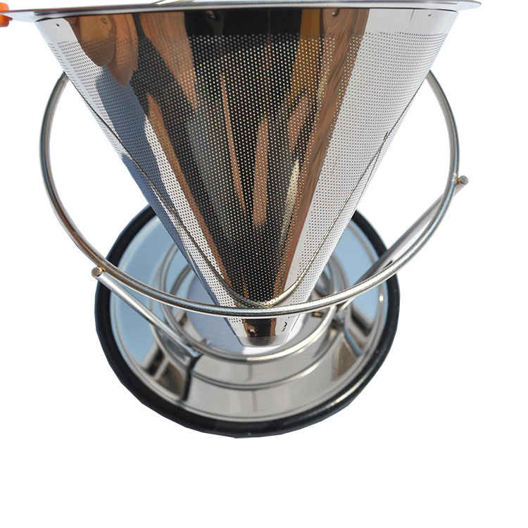 Pour Over Coffee Dripper stainless steel slow drip coffee filter metal Cone Dripper with Removable Cup