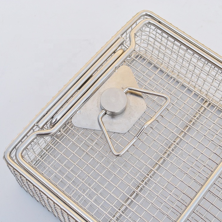 Stainless Steel Instrument Tray and Woven Wire Mesh Baskets Sterilization Tray Disinfection Basket Sterilization Basket