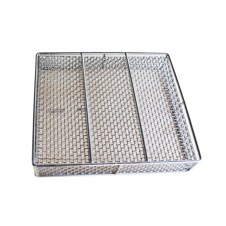 Factory price rectangle stainless steel 304 storage baskets organizer/woven wire mesh metal basket