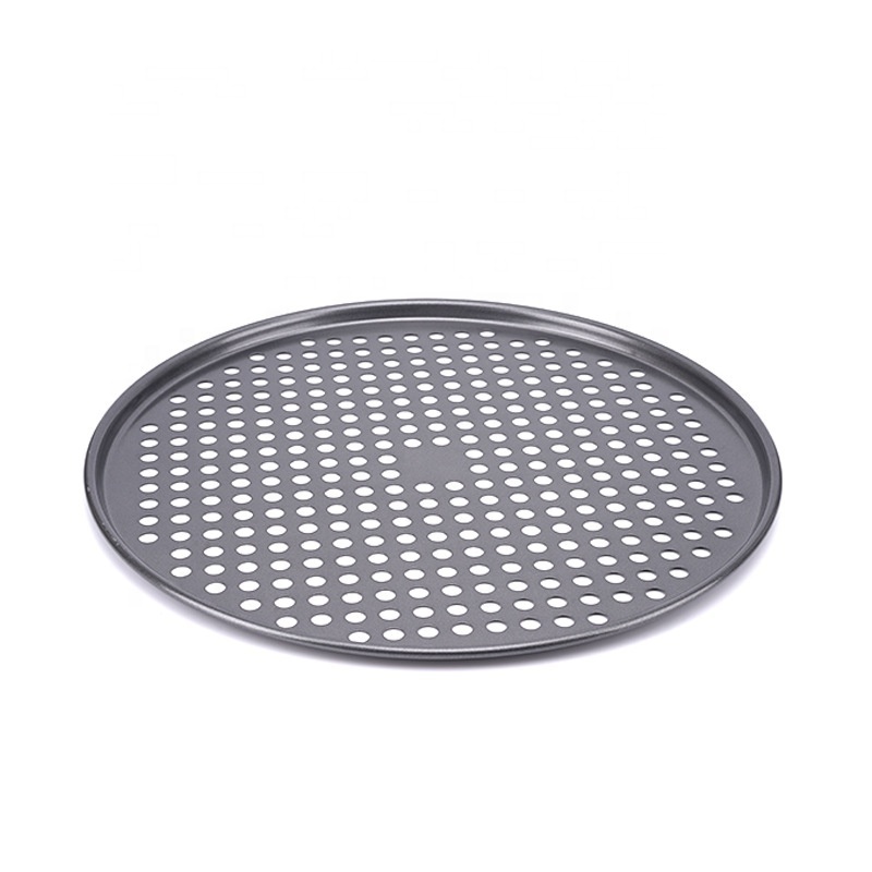 Factory Direct food grade carbon steel pizza pan baking pan is available in perforated non-perforated  variety of sizes in stock