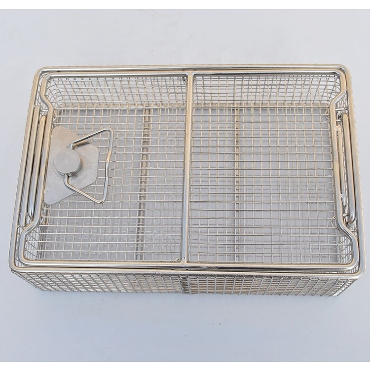 Stainless Steel Instrument Tray and Woven Wire Mesh Baskets Sterilization Tray Disinfection Basket Sterilization Basket