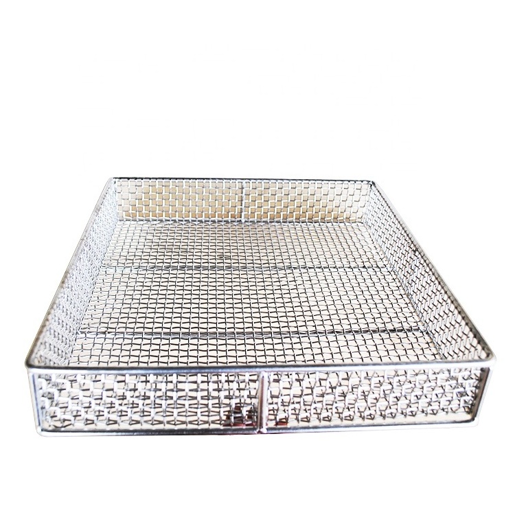 Factory price rectangle stainless steel 304 storage baskets organizer/woven wire mesh metal basket