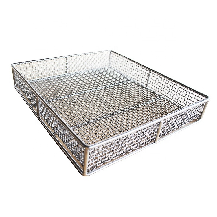 Factory price rectangle stainless steel 304 storage baskets organizer/woven wire mesh metal basket