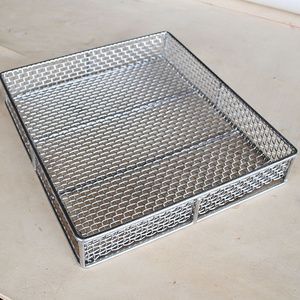 Customized steel basket organizer rectangle stainless steel 304 storage baskets woven wire mesh metal basket